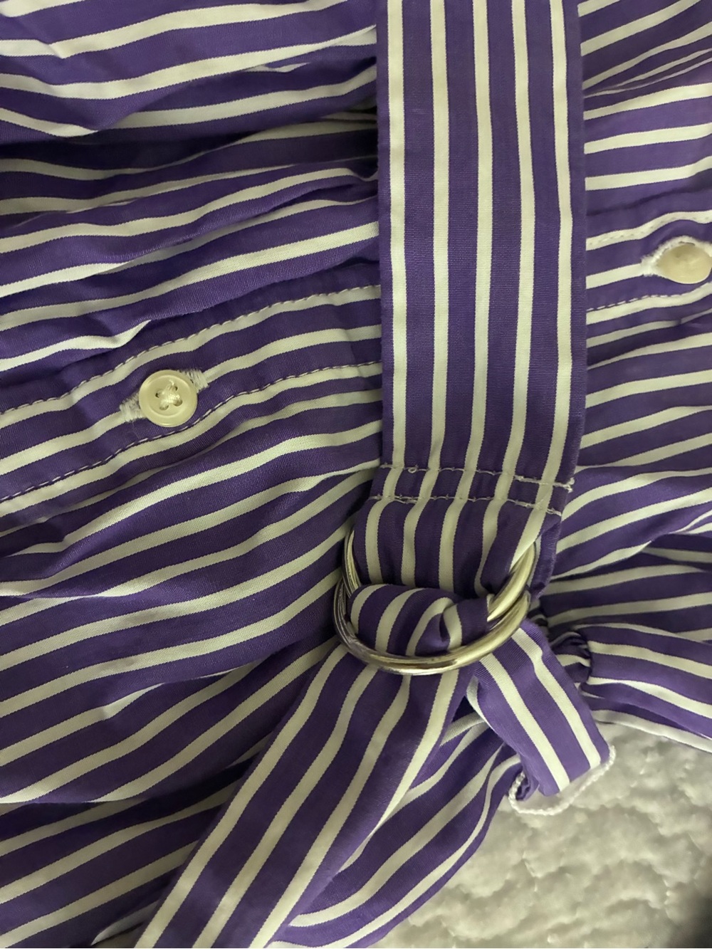 Polo Ralph Lauren striped Purple White Button-Front Shirt Dress with belt - Picture 4 of 4